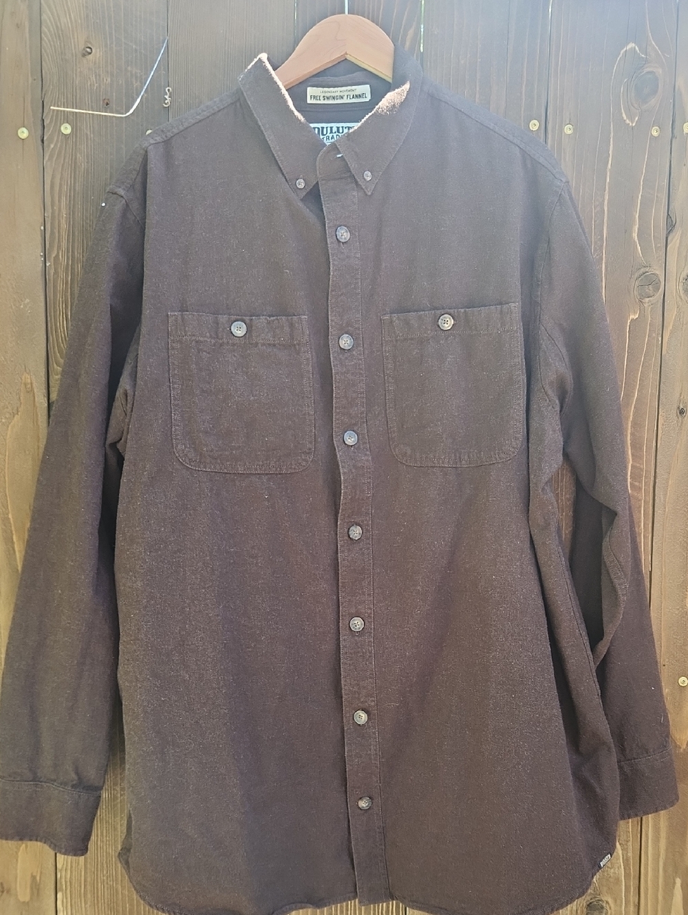 Duluth Trading Co Brown Free Swingin' Flannel Shirt